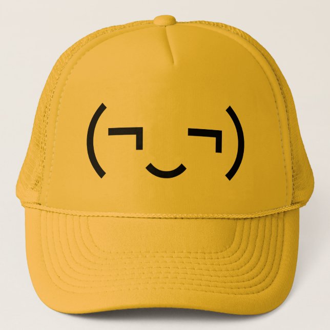Smug Emoticon (¬‿¬) Japanese Kaomoji Trucker Hat (Front)