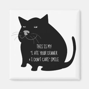 Smug Fat Black Cat Funny Quote Magnet