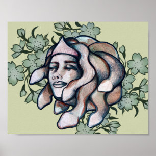 Smug Medusa Artwork soft gorgon art Medusa snakes Poster