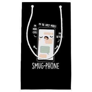 Smug Phone Funny Cellphone Pun Dark BG Small Gift Bag