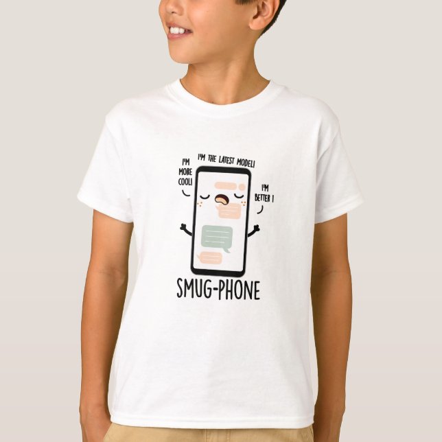 Smug Phone Funny Cellphone Pun  T-Shirt (Front)