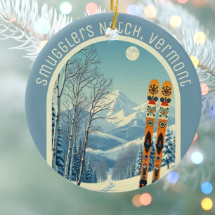 Smugglers Notch Vermont ski souvenir Ceramic Tree Decoration