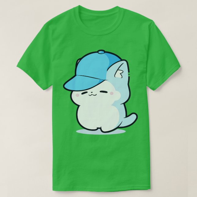 Smurf Cat Blue Cat in a Blue Cap T-Shirt (Design Front)