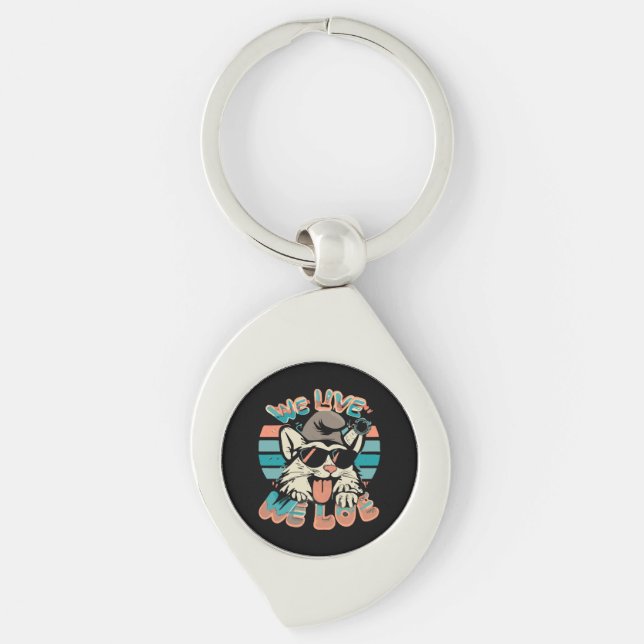 Smurf Cat - We Live We Love  Key Ring (Front)