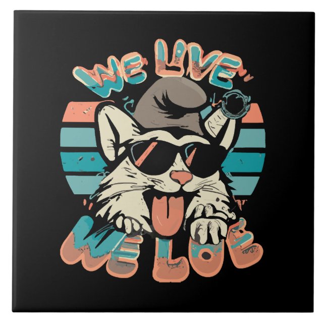 Smurf Cat - We Live We Love  Tile (Front)