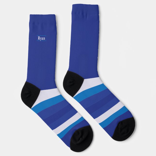 Smurfy Blue Secretly Wild Stripes Socks (Right)