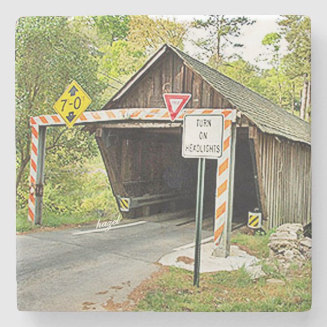 Smyrna Covered Bridge, Smyrna Covered Bridge Coast Stone Coaster (Front)