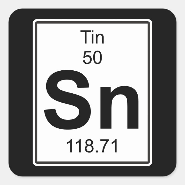Sn - Tin Square Sticker (Front)