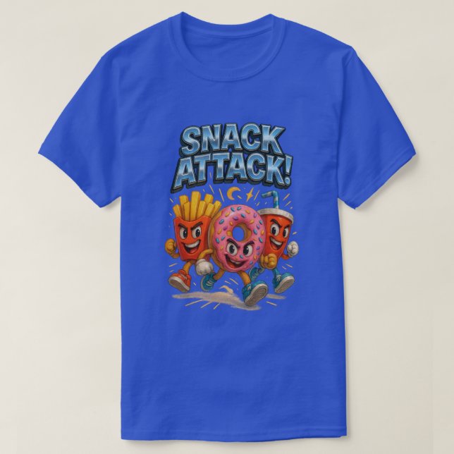 Snack Attack Funny Food Superhero Squad T-Shirt (Design Front)