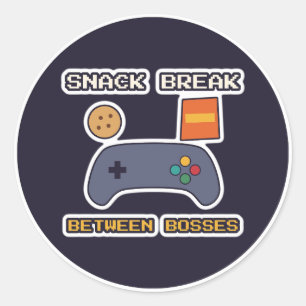 Snack Break Between Bosses Gamer Classic Round Sticker