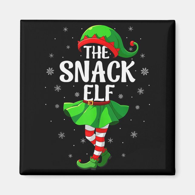Snack Elf Christmas Girls Women Elf Squad Xmas Fam Magnet (Front)