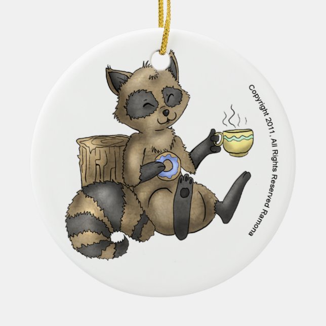 Snack-en Racoon Christmas Ornament (Front)