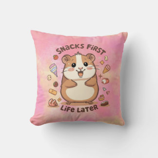 Snack First, Life Later Pillow – Funny Cozy Quote 