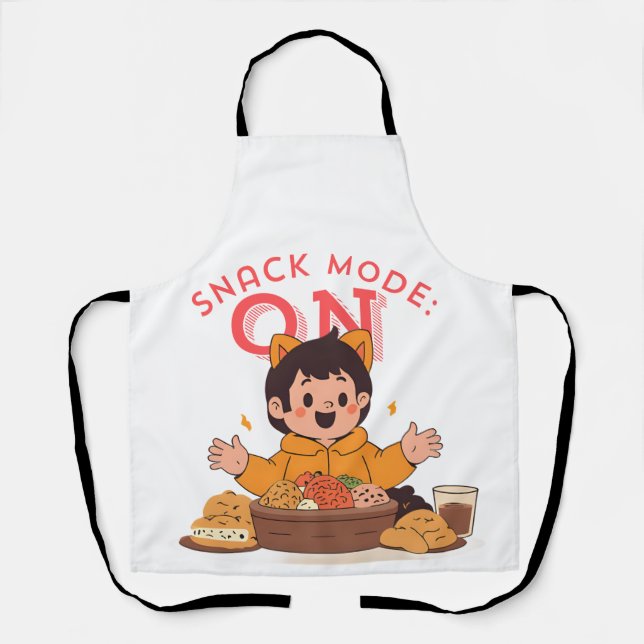 Snack Mode: ON – Cute Cartoon Character with Snack Apron (Front)