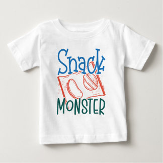 Snack Monster Funny and Cute Baby White T-Shirt