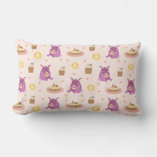 Snack Monsters  Lumbar Cushion (Front)