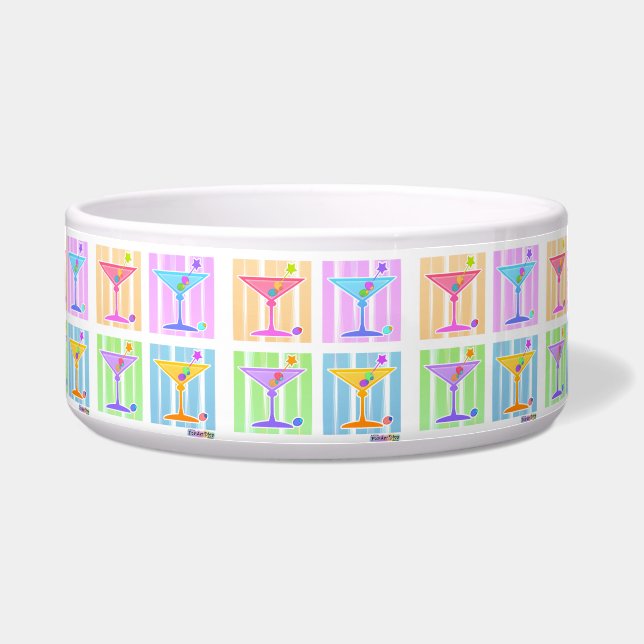 SNACK or PET BOWLS Small & Large - PASTEL MARTINIS (Front)