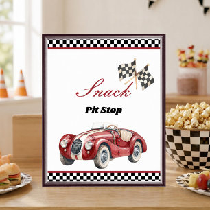 Snack Pit Stop Race Car 1st Birthday Table Sign