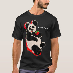 Snack TIme Panda Eating Strawberry School Fun T-Shirt