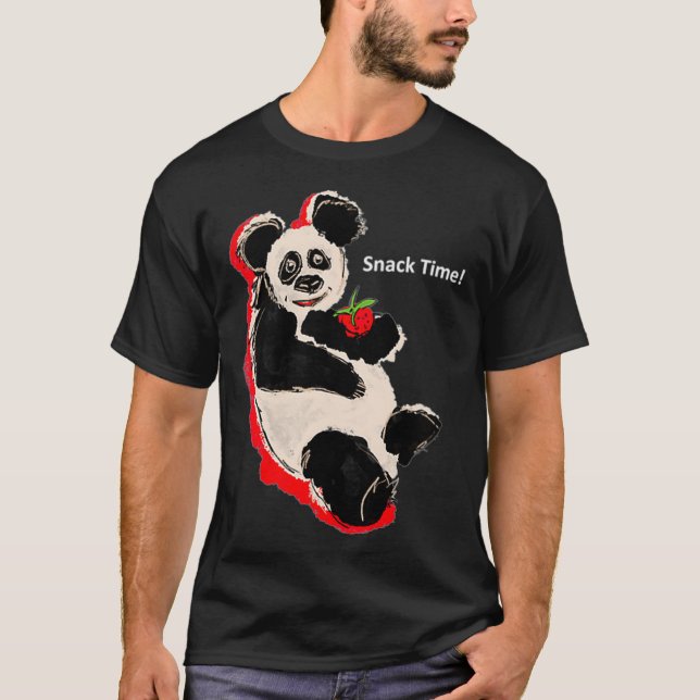 Snack TIme Panda Eating Strawberry School Fun  T-Shirt (Front)