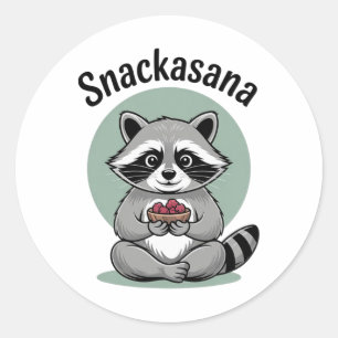 Snackasana Raccoon Funny Yoga Meditation Cute Anim Classic Round Sticker