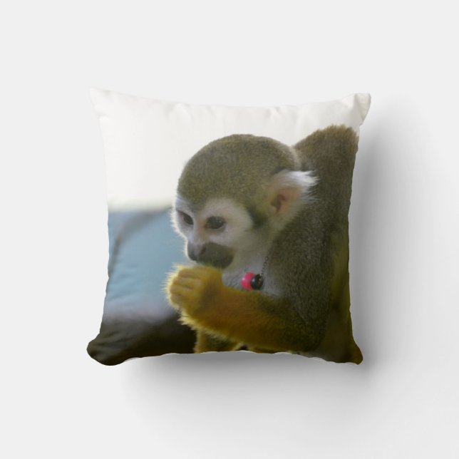 Snacking Squirrel Monkey Cushion (Front)