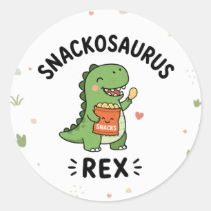 Snackosaurus Rex Cute Dinosaur Snack Design Classic Round Sticker