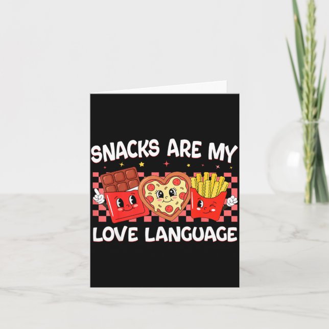 Snacks are love language funny valentine boys card (Front)