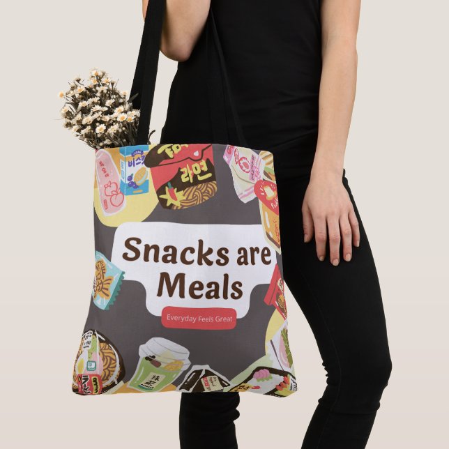 Snacks Are Meals Tote Bag – Funny Everyday Shopper (Close Up)
