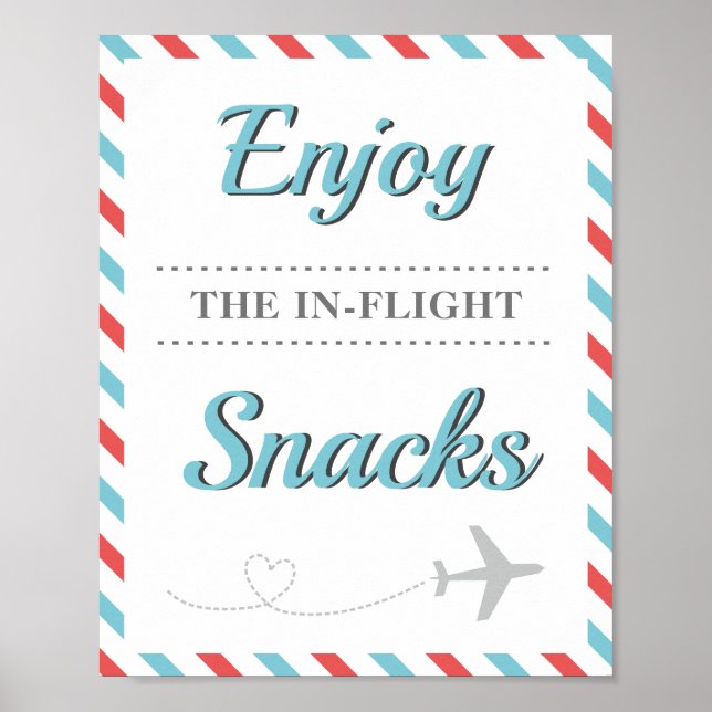 Snacks Food Table Travel Aeroplane Airline Party Poster (Front)