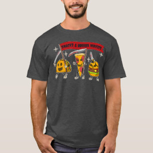 Snacks & Horror Movies Taco Pizza burger horror mo T-Shirt