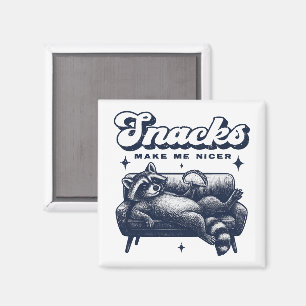 Snacks Make Me Nicer Funny Raccoon Animal Tacos Magnet