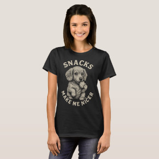 Snacks Make Me Nicer Labrador Puppy Funny Dog  T-Shirt