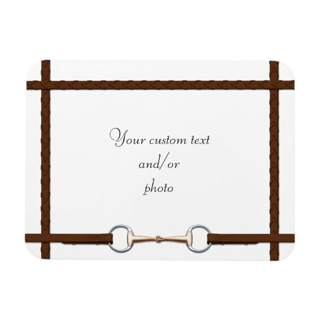 Snaffle Bit & Laced Reins Custom Horse Photo Magnet (Horizontal)