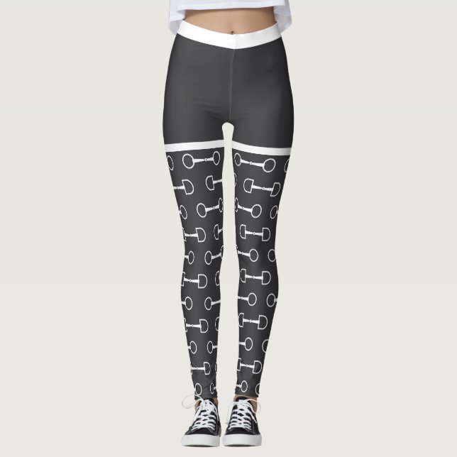 Snaffle Bits Grey and White Horse Leggings (Front)