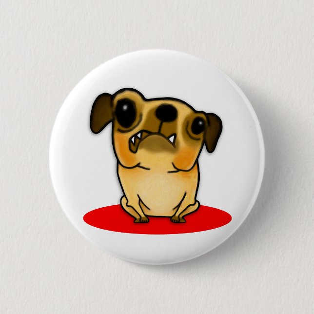 Snaggle Tooth Pug 6 Cm Round Badge (Front)