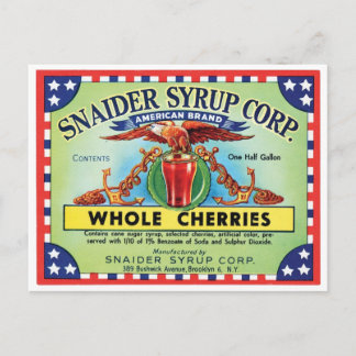 Snaider Syrup Corp. Whole Cherries Postcard