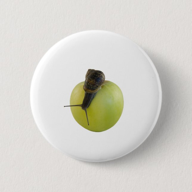 Snail and apple 6 cm round badge (Front)