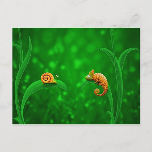 Snail and Chameleon Postcard (Front)
