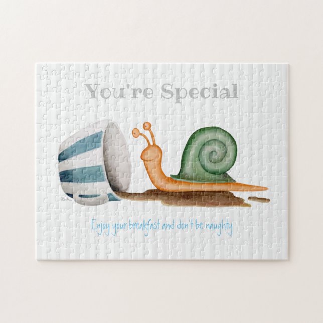 Snail and striped cup jigsaw puzzle (Horizontal)