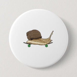 Snail as Skater with Skateboard 7.5 Cm Round Badge