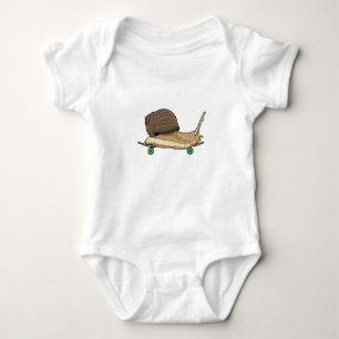 Snail as Skater with Skateboard Baby Bodysuit