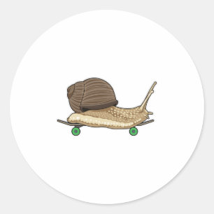 Snail as Skater with Skateboard Classic Round Sticker