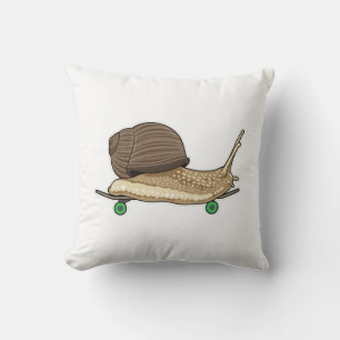 Snail as Skater with Skateboard Cushion