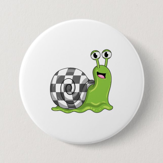 Snail at Chess with Chessboard 7.5 Cm Round Badge (Front)