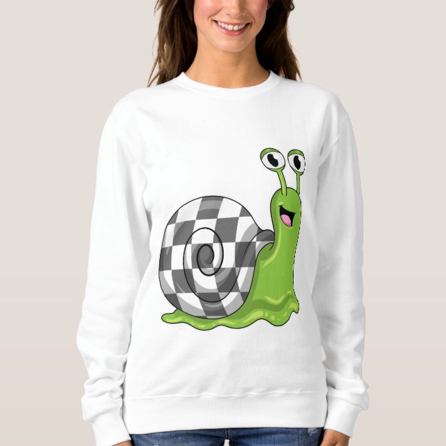 Snail at Chess with Chessboard Sweatshirt (Front)