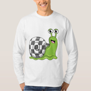Snail at Chess with Chessboard T-Shirt