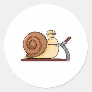 Snail at Jogging on Treadmill Classic Round Sticker