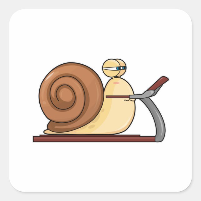 Snail at Jogging on Treadmill Square Sticker (Front)