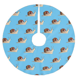 Snail cartoon illustration brushed polyester tree skirt